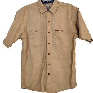 Carhartt Mens Tan Short Sleeve Button Down Work Shirt Medium SS/RG 384-62